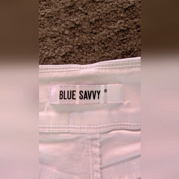 Blue Savvy Women's High Rise White Distressed Shorts - Picture 3 of 4